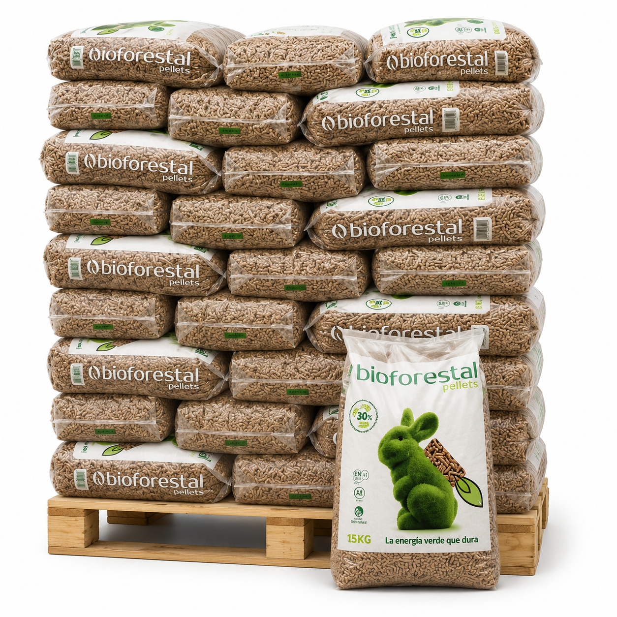 Palette de granulés Bioforestal en sacs de 15 kg